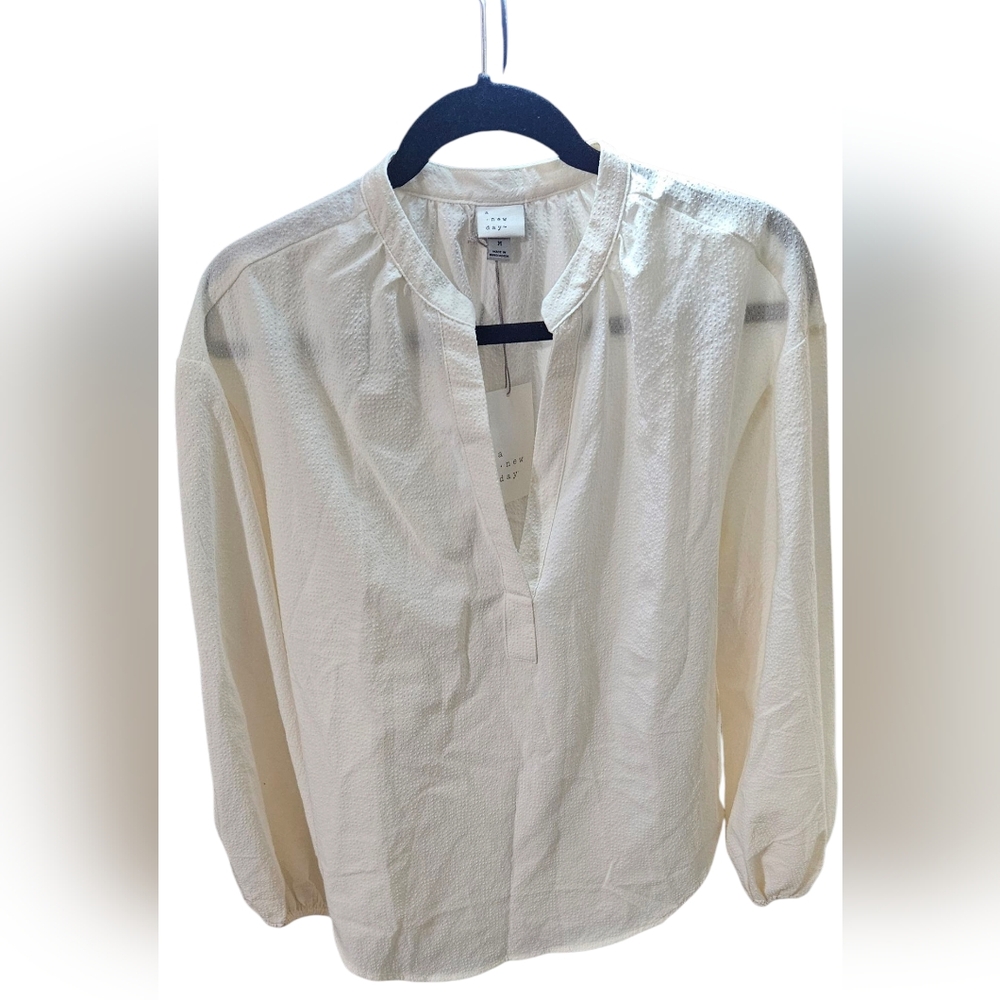 A New Day Textured Cream Blouse